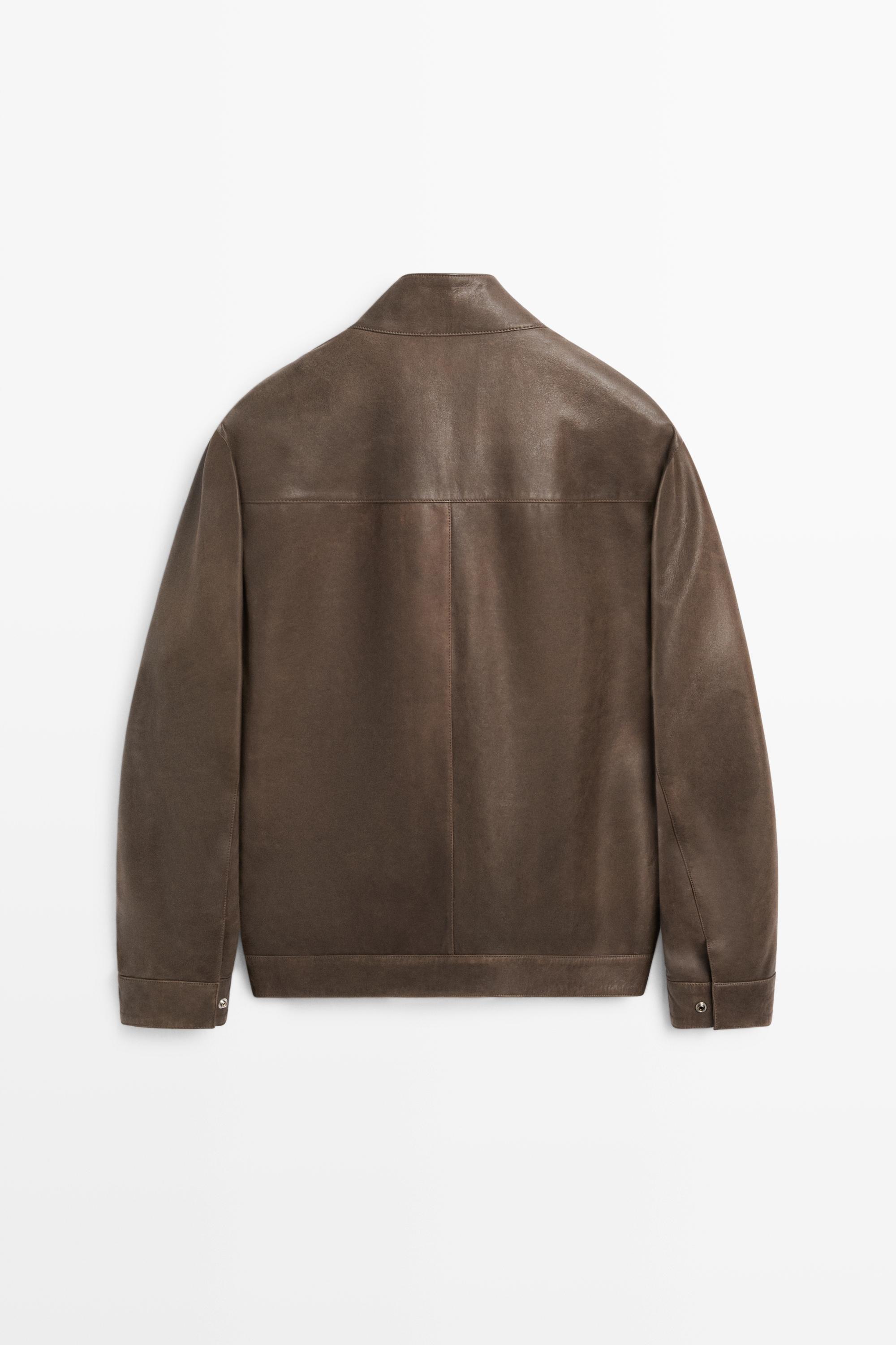 Nappa leather jacket with collar detail